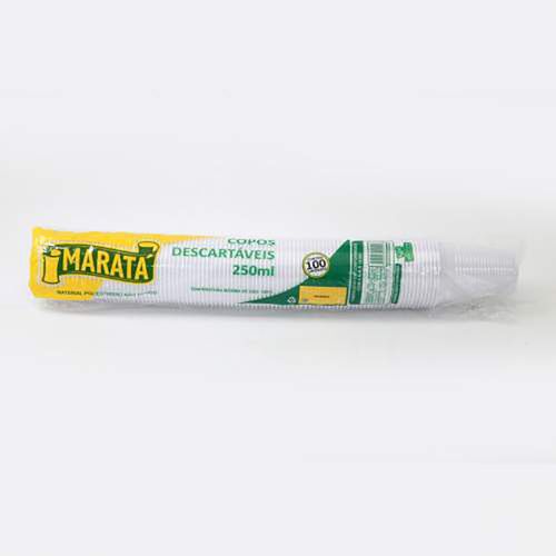 Copo Plastico Descartavel 250ml Transparente Marata Pacote Com 100 Unidades