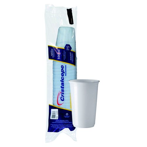 Copo 500ml Branco Pacote C/ 50un - Cristalcopo