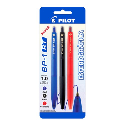 Caneta Esfe Bp-1 Rt 1.0 Sort C/3 Pilot Blister
