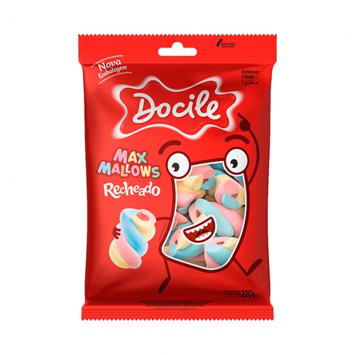 Maxmallows Recheado Twist Color Baunilha Morango Docile 220g