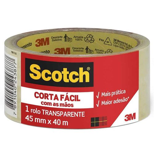 Fita Transparente 45mmx40m Corta Facil - Scotch 3m