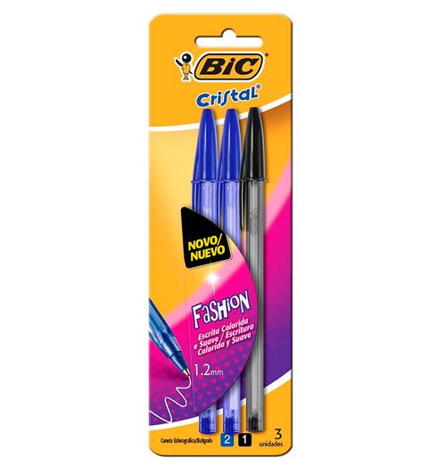 Caneta Esferografica Cristal Soft Fashion C/3 Blister Pt/az/az - Bic