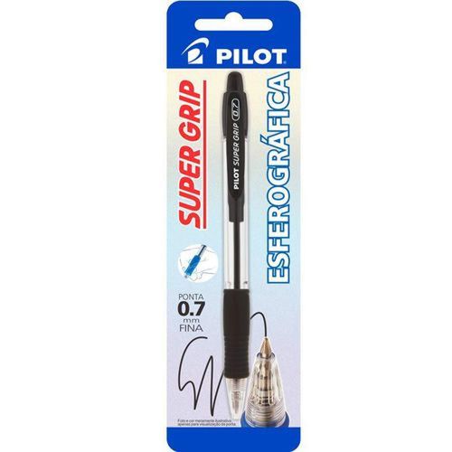 Caneta Esferografica Super Grip 0.7 Preta Pilot Blister