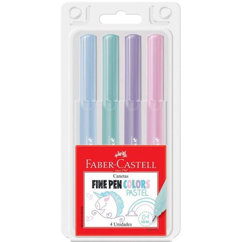 Caneta Esfe Fine 0.4mm Pastel 4 Cores Faber Castell
