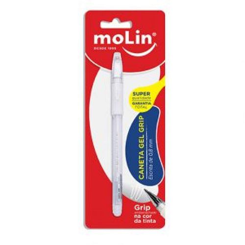 Caneta Gel Grip Neon 0.8 Bt Branco Molin 3238