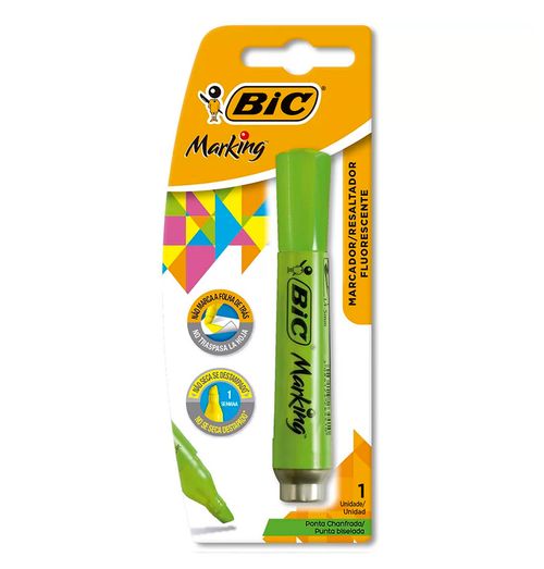 Pincel Marca Texto Chanfrado Verde Blister - Bic