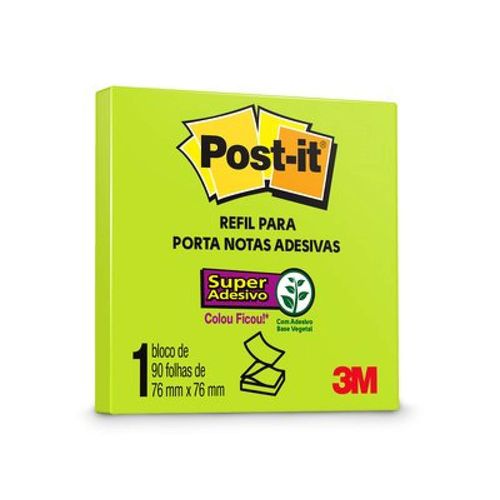 Refil Post It 76x76 Verde Neon 90 Folhas - 3m
