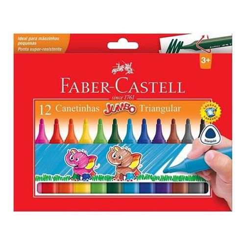Pincel Hidro Jumbo Triang 12 Cores Faber