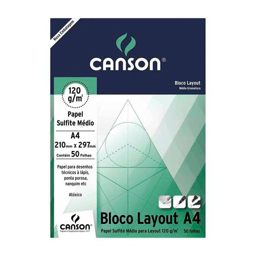 Bloco Estudante Layout A4 Com 50 Folhas - Canson