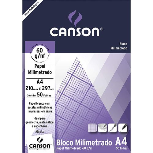 Bloco A4 Milimetrado Canson