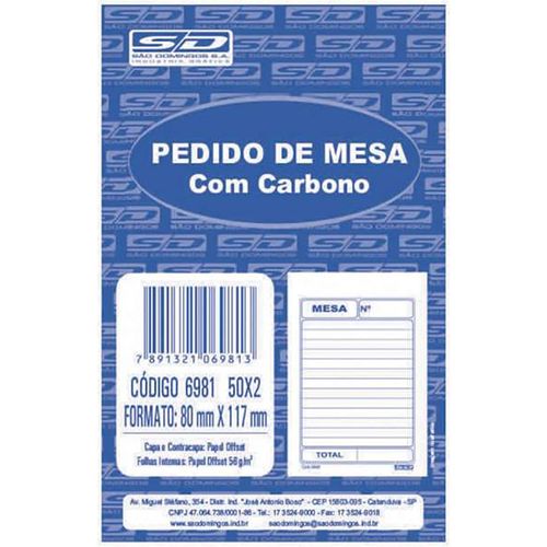 Bloco Pedido de Mesa 50 Folhas Com Carbono - Sao Domingos