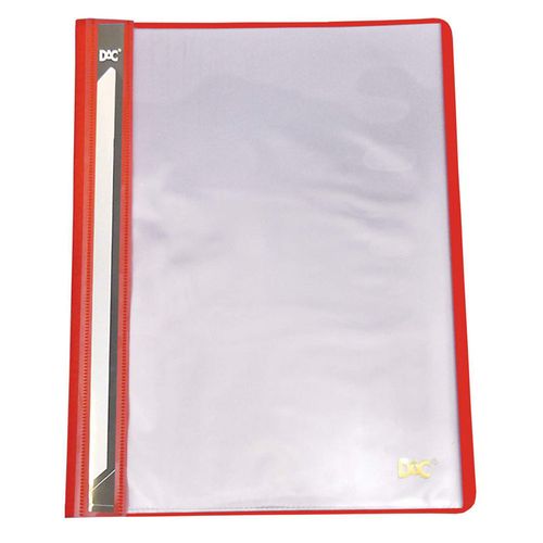 Pasta Catalogo A4 Frente Transparente e Verso Vermelho Com 10 Envelopes