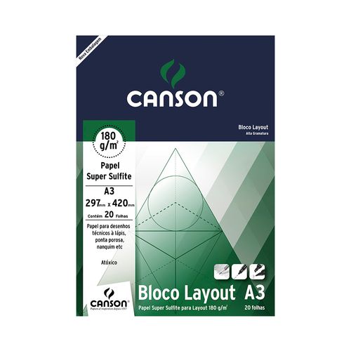 Bloco A3 Layout 180g 20fls - Canson