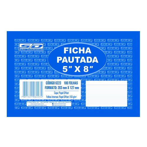 Ficha Pautada Tamanho 5x8 - Sao Domingos