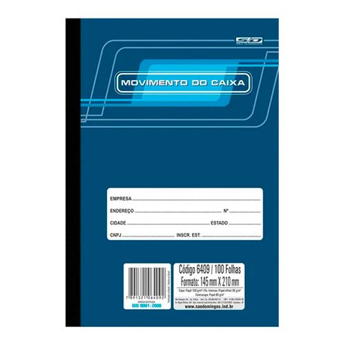 Livro Movimento de Caixa Grande Com 100 Folhas - Sao Domingos