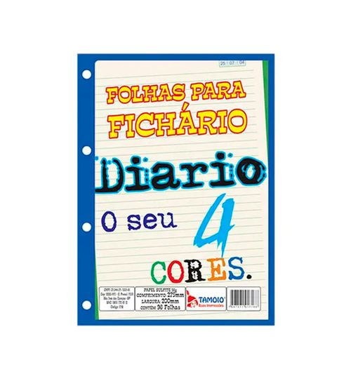 Bloco Para Fichario Com 4 Cores 96 Folhas - Tamoio