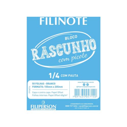Bloco Rascunho Com Picote 155x205 C/100 Folhas Filinote