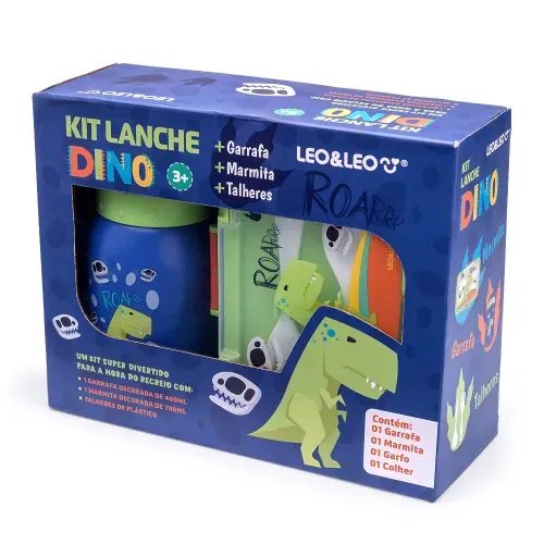 Kit Lanche Dino Garrafa  Marmita Leoleo