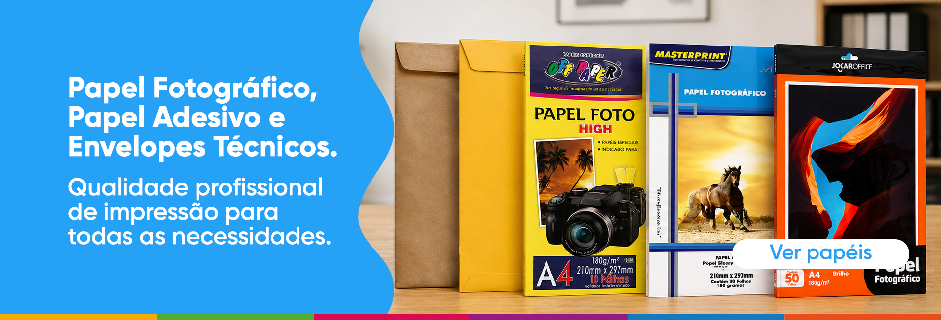 Papel Fotográfico, Papel Adesivo e Envelopes Técnicos